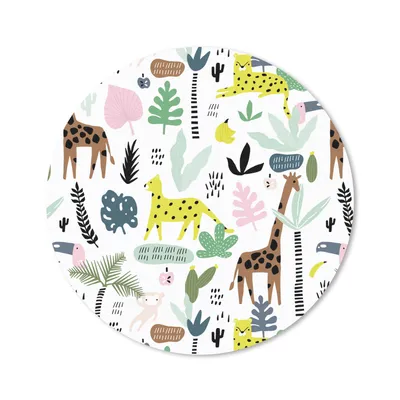 Produktbild von MuchoWow® Mauspad Mousepad Dschungel - Giraffe - Affe 40x40 cm - Mousepads - Maus Mat - Pad - Mausunterlage - Schreibtisch Accessoires