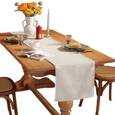 Obrázok produktu pre Umývateľné obrusy na stôl, biela farba, rozmery 33 x 180 cm