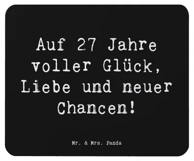 Produktbild von Mr. & Mrs. Panda Mousepad Spruch 27. Geburtstag - Schwarz - Geschenk, Inspiration, laptop mauspad, computer, Geburtstagsgeschenk, neue Chancen, liebevolle Geschenke