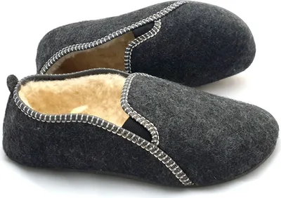 Produktbild von Filzpantoffeln Herren Warme Pantoffeln Filz Hausschuhe Gefüttert Wolle Pantoletten Winter Grau 41