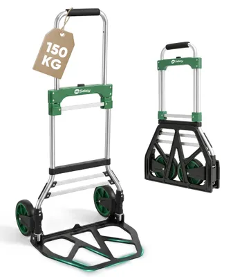 Produktbild von Sekey Sackkarre 150kg Klappbar Transportkarre XXL Anti-Rutsch Plattform 2 Expanderseile verstärkter Alurahmen höhenverstellbar 77/107cm stabil