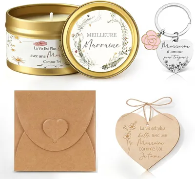 Productafbeelding van Cadeauset voor peetmoeders - Set van 4 - Inclusief Geurkaars - Sleutelhangertje