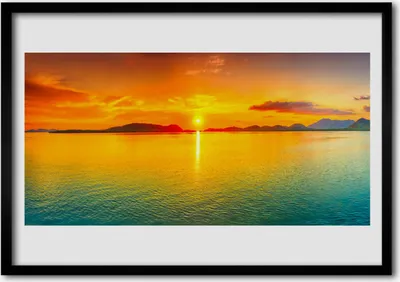 Produktbild von Bild 70x50 MDF-Rahmen Wandkunst Meer, Sonne, Landschaft