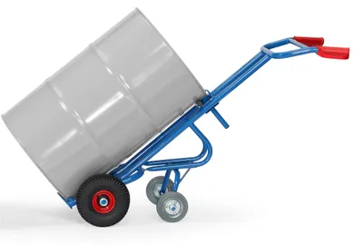 Produktbild von Fetra Fasskarre mit 2 Stützrädern & pannensichere Vollgummibereifung für 200 Liter Fässer | Traglast 300kg |  Germany | Blau