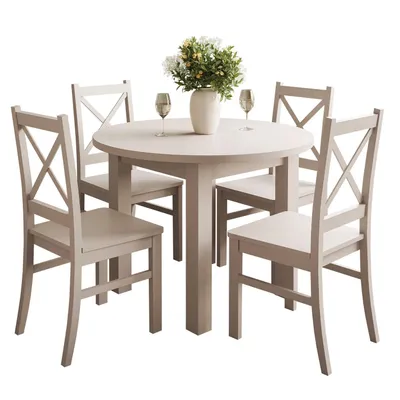 Produktbild von Esszimmer Set OLEA KASCHMIR Tisch ø100 cm + 4 Stühle
