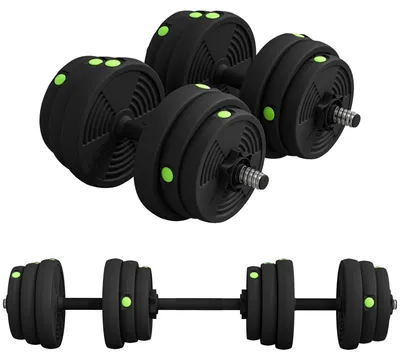 Produktbild von 2-in-1-Hantelset, verstellbar bis 25 kg, rutschfest, schwarz/grün