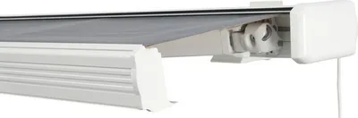 Produktbild von SOLUNA Kassettenmarkise Exquisit 3,5x2 Stoff Dessin 320925 Gestell RAL 9010 reinweiß Antrieb rechts inkl. Motor und Wand