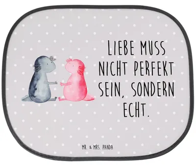 Produktbild von Mr. & Mrs. Panda Sonnenschutz Auto Axolotl Liebe - Grau Pastell - Geschenk, Valentinstag, autofenster, Fürs, Sonnenblende, Verlobter, Hitzeschutz, Autoscheiben, Axolot