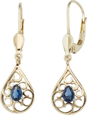 Produktbild von JOBO Boutons Tropfen 585 Gold Gelbgold 2 Safire blau Ohrringe Ohrhänger Goldohrringe