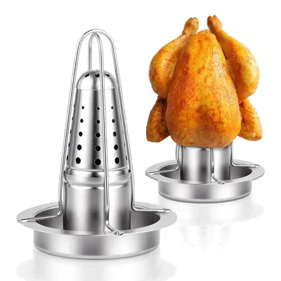 Produktbild von Vertikales Hähnchen-Grillgestell,304 Edelstahl-Hähnchen-Grillgestell, Hähnchenhalter,abnehmbares Grillgestell,mit Dreibein-Ständer, für Ofen,Grill