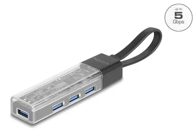 Immagine prodotto di DELOCK 4 Port USB Hub 5 Gbps mit USB-A/C transparentes Gehäu