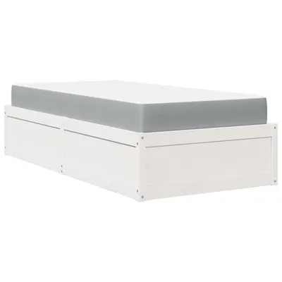 Image de vidaXL Lit avec matelas blanc 90x190 cm pin massif