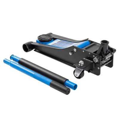 Produktbild von Högert Technik Wagenheber, Hydraulischer Wagenheber 2t, Rangierwagenheber Hydraulikheber 85-430 mm Hubhöhe für PKW, Überlastventil, Frontrollen und schwenkbare Hinterräder