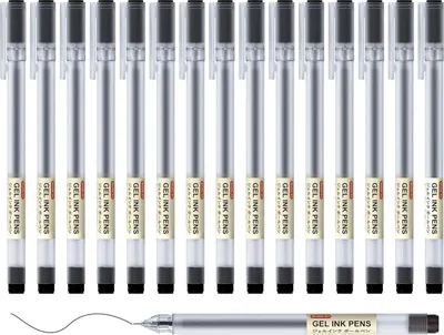 Produktbild von Schwarze Gelstifte mit 0,38mm ultrafeiner Spitze, 15 Stück, schnelltrocknend