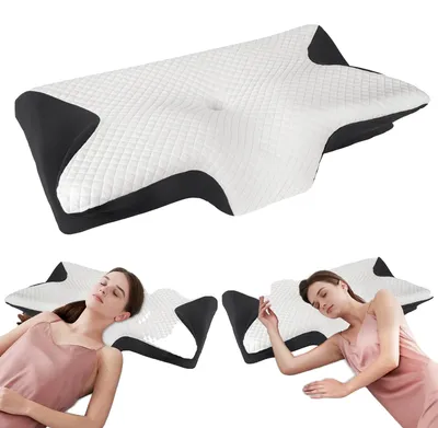Zdjęcie produktu dla Poduszka ergonomiczna, wykonana z pianki memory, w kształcie klinu, kolor czarny