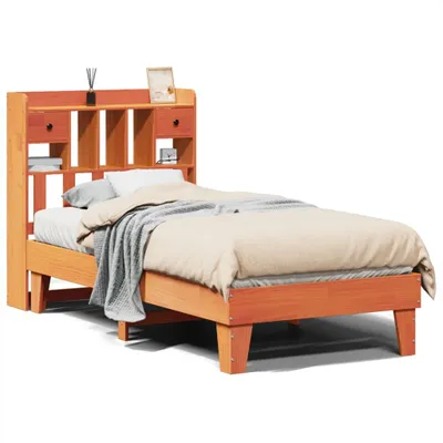 Produktbild von vidaXL Massivholzbett ohne Matratze Wachsbraun 75x190 cm Kiefernholz