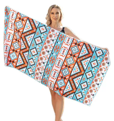 Produktbild von Mikrofaser-Strandtuch, 80 x 160 cm, schnelltrocknend, leicht, ideal für Reisen, Camping, Strand, Fitness, Sport, Wandern, Outdoor-Aktivitäten, Sauna und Yoga.