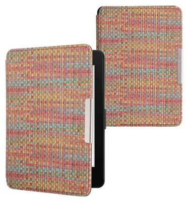Produktbild von kwmobile Klapphülle kompatibel mit Amazon Kindle Paperwhite Hülle - eReader Case - Farbenfroh karriert Gelb Rot Grün