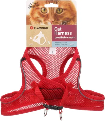 Zdjęcie produktu dla Szelki dla kota Flamingo Step & Go Berta czerwone, rozmiar: L