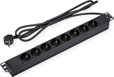 Produktbild von VALUE 19-Zoll-Steckdosenleiste 8fach, 1 HE, Schutzkontakt-Stecker, 1,8 m