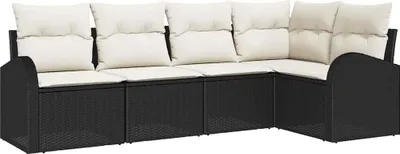 Obrázok produktu pre Sada pohoviek s vankúšom 5 pcs Čierna Polyester