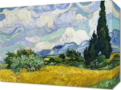 Image de Tableau 40 x 30 cm Champ de blé avec cyprès, Van Gogh Vintage
