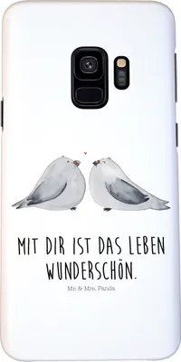 Produktbild von Mr. & Mrs. Panda Samsung Galaxy S9 Handyhülle Turteltauben Liebe - Weiß - Geschenk, Cover, Hülle, Handy Schutzhülle, Hochzeitstag, Freundin, Case, Tauben