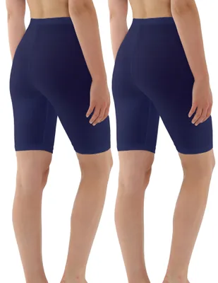 Produktbild von Damen Legging Radler aus Baumwolle mit hoher Taille, Marine - S, 2er