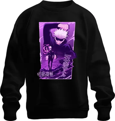Produktbild von Gojo Satoru Jujutsu Kaisen weißes Haar Anime Ästhetik Geschenk Uni Sweatshirt Pullover, Schwarz, L