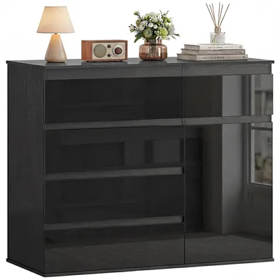 Produktbild von HOMCOM Sideboard, Kommode mit 5 Schubladen, verstellbarem Regal, Soft-Close-Tür