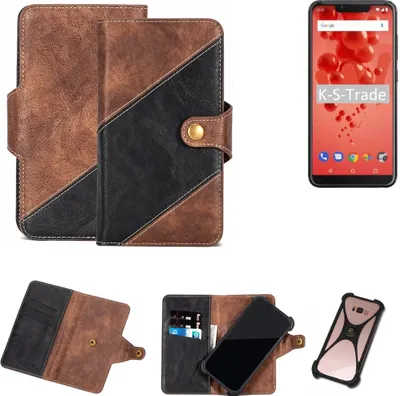 Produktbild von K-S-Trade Handy Hülle Schutz Hülle Schutzhülle Bookstyle Case kompatibel mit Wiko View 2 Plus Handy Cover Hülle Schutztasche 1x