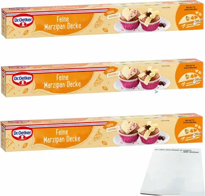 Produktbild von Dr. Oetker Marzipan Decke ausgerollt einfach zu verarbeiten 3er Pack (3x300g Packung) + usy Block