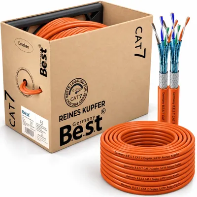 Produktbild von B.E.S.T. CAT 7 Netzwerkkabel 100 m Duplex S/FTP 10 Gbit/s 1000 MHz Kupfer LSZH Orange