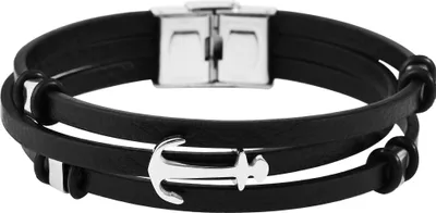 Produktbild von Akzent Lederband 3-reihig schwarz Armband 21 cm Band verstellbar