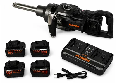 Obrázok produktu pre Akumulátorový rázový uťahovák pre náladné vozidlá a stroje, 1'', 4000Nm, s 4 akumulátormi 8Ah, 18V, s dvojitou nabíjačkou, bezuhlíkový motor