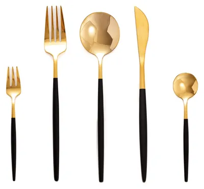 Besteckset Gold Schwarz 60-tlg. Edelstahl für 12 Personen