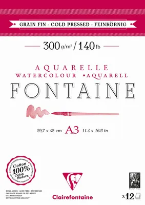 Obrázok produktu pre Clairefontaine 975950C Akvarelový blok Clairefontaine FONTAINE, jemnozrnný, DIN A3