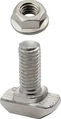 Produktbild von Edelstahl Hammerschraube T-Schraube M6 16mm Nut 8 für Aluprofil 30-er 1 Stück + Mutter