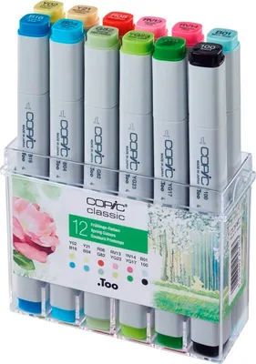 Obrázek produktu pro Lihové fixy COPIC Classic oboustranné Fine & Chisel 12ks, jarní tóny