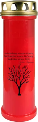 Produktbild von Grabkerze Rot, Brenndauer: 100 Stunden ( 4 Tage ), Motiv: Baum