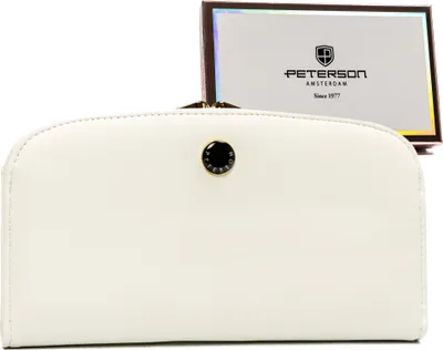 Image de Peterson | Grand porte-monnaie écologique en cuir, pour femmes, blanc, 18.5x10 cm