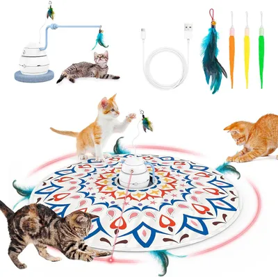Productafbeelding van Kattenspeeltje - Interactief speelgoed - Katten vermaken - 4-in-1 ontwerp - 12 x 10 x 8 cm - Oranje