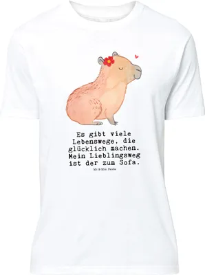Produktbild von Mr. & Mrs. Panda Größe L T-Shirt Capybara Blume - Weiß - Geschenk, Shirt, Tshirt, Lustige Sprüche, mit Spruch
