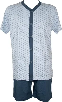 Immagine prodotto di Pigiama uomo RAGNO scollo v aperto davanti con tasche manica corta pantalone corto articolo U803NG, Taglia 60, Cotone 100%
