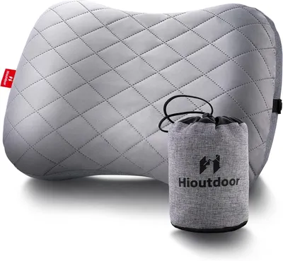 Imagen del producto de Almohada inflable ergonómica, con funda desmontable, ideal para camping y playa, cojín para actividades al aire libre