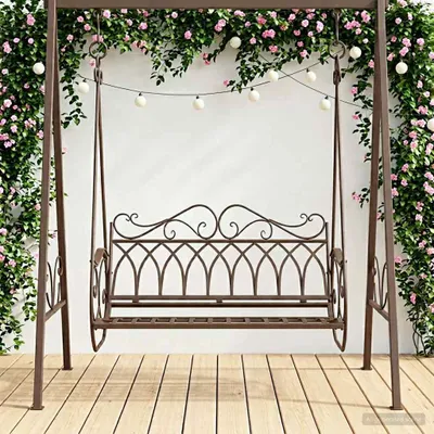 Produktbild von Möbel Schaukelbank Stahl 112 x 60 x 126,5 cm Antikbraun - Hollywoodschaukeln &54765
