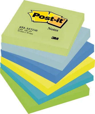 Produktbild von Post-It 4046719506392, Quadratisch, Blau, Grün, Gelb, Papier, 76 mm, 76 mm, 100 Blätter