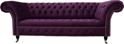 Produktbild von Lila Chesterfield Sofa 3 Sitzer Chesterfield Designer Couch Textil Stoff