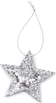 Produktbild von Oblique Unique 2er Set Sterne Anhänger Weihnachten Glitzer Aufhänger Deko für Advent Weihnachtsdeko Baumschmuck - silber