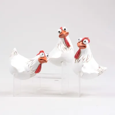 Productafbeelding van Farmwood set van 3 schuttingkippen Frits | 11 x 9 x 13 cm | Polyresin